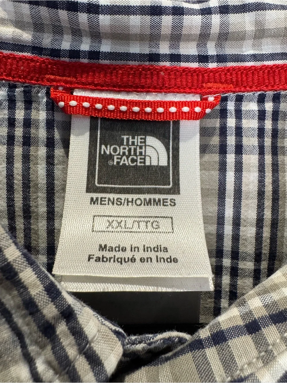 The North Face Men's XXL Short Sleeve Button Down Grey Blue Plaid Gorpcore
